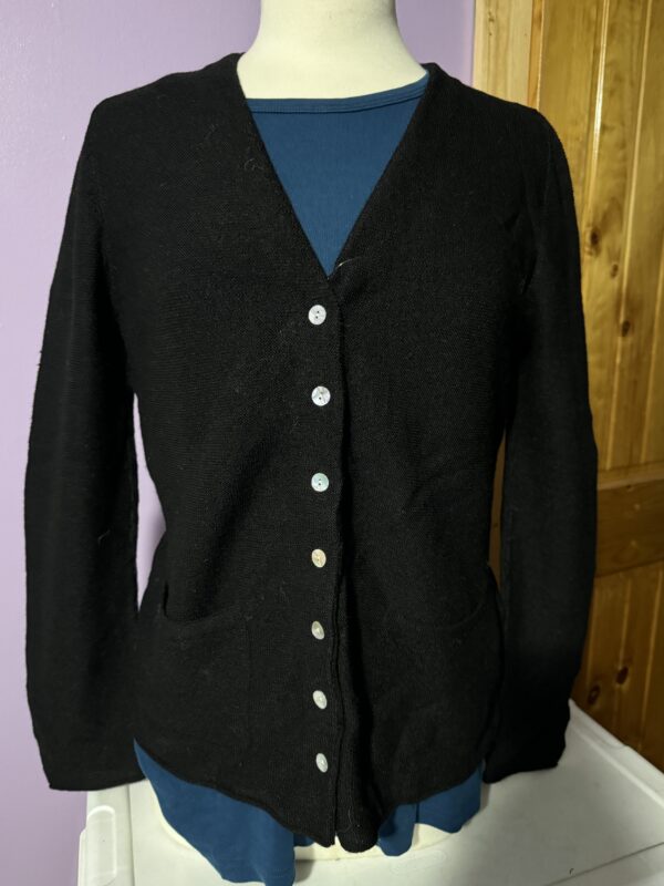 Fine Garter Stitch V-Neck Cardigan - Image 2